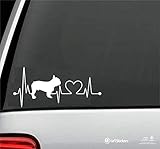 Artstickers Pegatinas para Coche con Forma de Perro Bulldog Frances, 20 cm, para Amantes de los Coches. Color Blanco. Pegatina Perro latidos corazón. Regalo Adhesivo Spilart, Marca Registrada