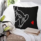 BBAUER Fundas de cojín de 45 x 45 cm,Amor Perro Raza Linda Mascota Animal Bulldog Francés Negro Boxer Bosquejo Adulto,Funda de cojín Decorativa con Cremallera Oculta,cojín de sofá