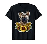 Bonito Bulldog Francés Regalo Girasol Decoración Perro Camiseta