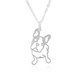 Collar Bulldog Francés para Mujer, Plata de Ley 925, Colgante Perro con cadena 40 cm