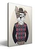 Cuadro Canvas Perro Bulldog hípster – 40 x 55cm