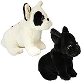 Genérico 2 Pcs Peluches Perros Bulldog Frances Blanco y Negro – Pack de 2 Peluches Bulldog Frances de 30 CM