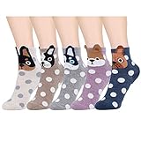 HONGXIN-SHOP Calcetines de Mujer Coloreados Algodón Calcetines Patrón de Perro Adulto Unisex Calcetines Térmicos 5 Pairs