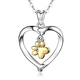 INFUSEU Colgante Corazon Collar, Plata 925 Colgante Labrador Del Garra Mujeres Del Perro Del Amor De La Esterlina JoyeríA Del Encanto Regalo Para Las Muchachas