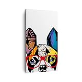 Lienzos decorativos Perro Gafas colorido dogo Cuadro Sobre Lienzo Moderno Vertical 45x80cm Cuadros Decoracion Salon Dormitorio Cocina Cuadros Pared Imágenes Wall Art Prints Decor Canvas PA45x80-3206