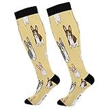 Lindos calcetines de moda de bulldog francés de dibujos animados para mujeres y hombres, calcetines deportivos de compresión alta para correr, senderismo, fitness, lindo, bulldog francés