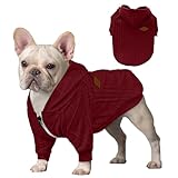 Meioro Suéter de Perro Ropa para Mascotas con Capucha y Cremallera Ropa para Perros y Gatos Paño Tibio para Perros Cachorro Bulldog Francés Pug（XXL,Rojo）