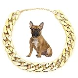 Nicoone Collar de Perro,Collar Dorado de Plastico para Mascotas,Cadena de Oro Perro para Perros Pequeños y Medianos,como Teddy,Bulldog Francés