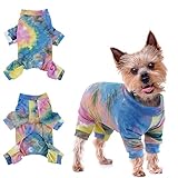 Onesie para Perros, Ropa para Perros Pijamas de Perro Suave Algodón Puppy Body con Piernas Mangas para Perros Pequeños Medianos(Arcoíris, XS)