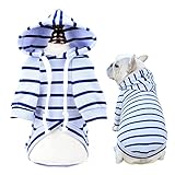 SMALLLEE_LUCKY_STORE Sudadera con Capucha a Rayas para Mascotas para Perros pequeños Mediano Gatos Cachorros, Bulldog francés Pug Boston Terrier suéter con Sombrero Abrigos Ropa de Invierno