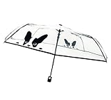 SMARTBULLE Paraguas Plegable Transparente – Compacto; Resistente; A Prueba de Viento; Apertura automática; Diámetro=98cm; Paraguas para Mujer; Diseño Perro.