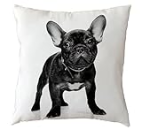 The Beach Stop – Funda de cojín suave con estampado de perro adorable, French Bulldog Black, 45 x 45 cm