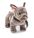 Uni-Toys – Bulldog francés (Beige) – con Correa – 26 cm (Longitud) – Perro de Peluche – Peluche