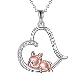 VONALA Collar de plata de ley 925 con colgante de bulldog francés, regalo para mujeres y niñas, Plata Plata de ley 925