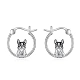 VONALA Pendientes de aro de plata de ley 925 con diseño de animales para gatos, vacas, cerdos, dinosaurios, bulldog y cléticos, joyería de animales, Plata de ley, No es una piedra preciosa