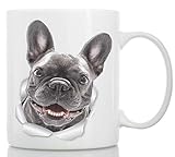 Winston & Bear Taza de Bulldog Francés Sonriendo – Taza Bulldog Francés de Cerámica para Café Bulldog Francés – Divertida y Bonita Taza de Café para Amantes de los Perros